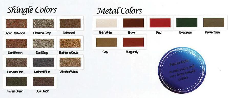 Shed Shingle Colors MD PA