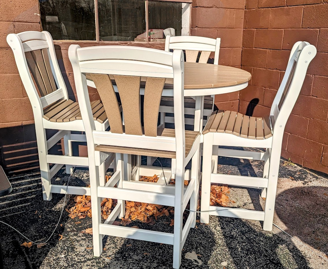 48-Round-Bar-Height-Table-and-4-Monarch-Chairs-Tan-and-White